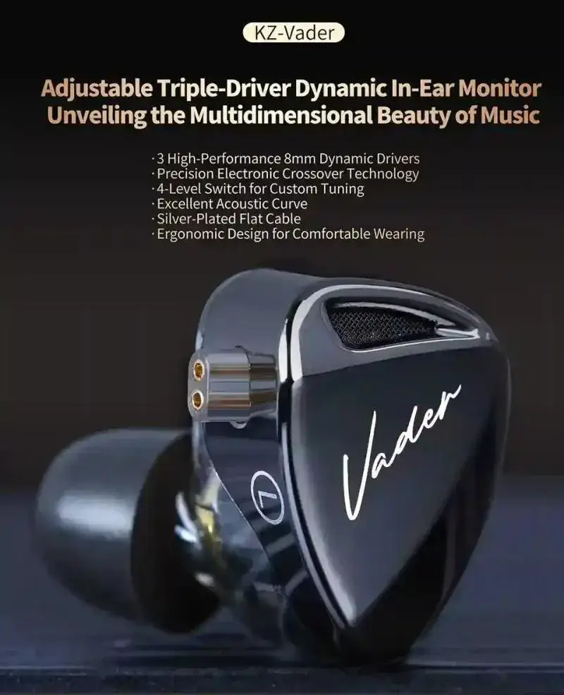 KZ Vader High-Resolution Triple-Driver In-Ear Monitor with 4 Tuning Levels